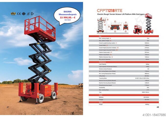 Scherenarbeitsbühne MESSEPREIS BAUMA CFMG CFPT0608DC