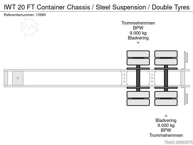 Container transport IWT 20 FT Container Chassis / Steel Suspension / Do...