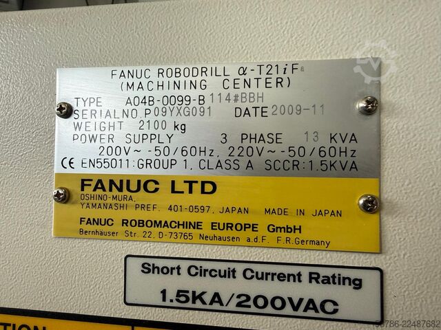 Vertical machining center Fanuc Robodrill Alpha T21iFa 5 axis