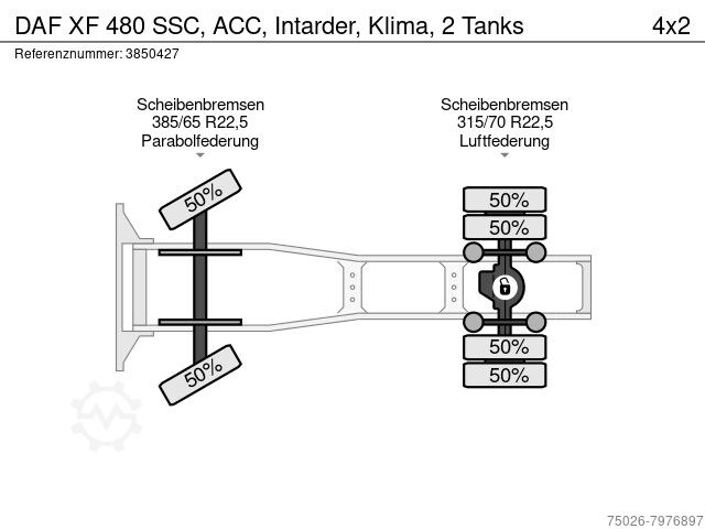 DAF XF 480 SSC, ACC, Intarder, Klima, 2 Tanks
