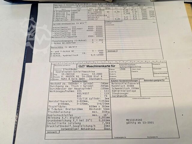 Koordinatenschleifmaschine HAUSER S3 CNC 314
