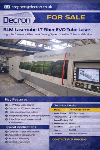 Laserschneidmaschine BLM LASERTUBE LT FIBER EVO TUBE LASER