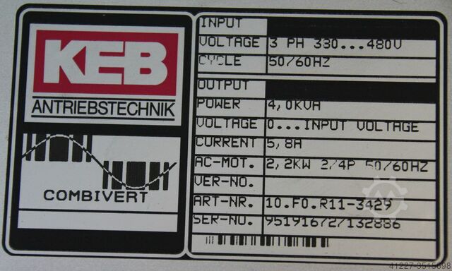 Frequency converter 2.2 kW KEB Combivert 10.F0.R11-3429