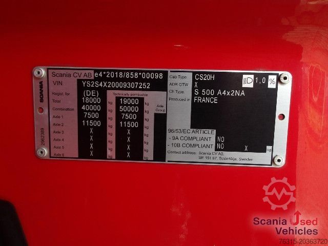Standard SZM Scania S 500 NA - HIGHLINE - ALCOA - LEATHER - 2x TANKs