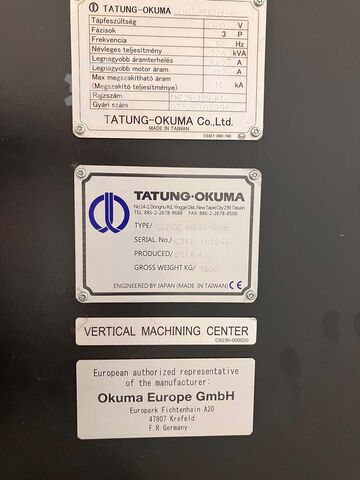 Vertical machining center Okuma GENOS M560-V-e