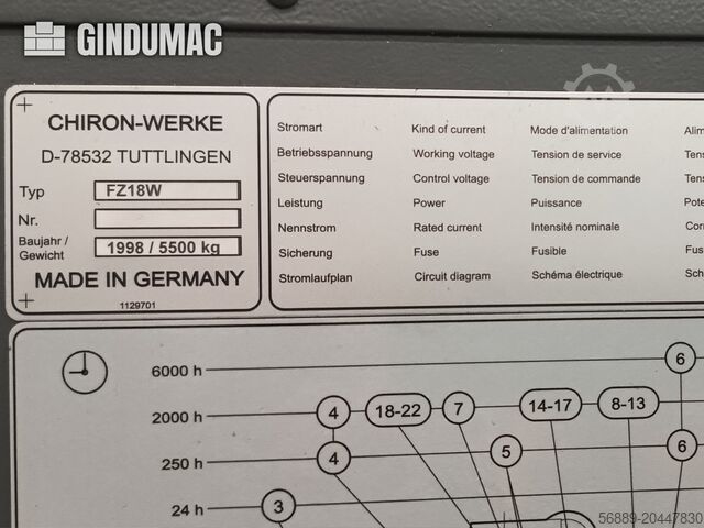 VERTIKALES BEARBEITUNGSZENTRUM CHIRON FZ 18 W MAGNUM HIGH SPEED