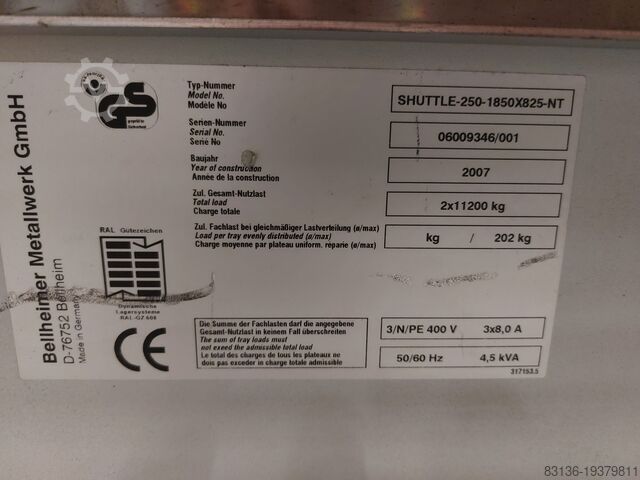 Storage lift KARDEX SHUTTLE 250 NT