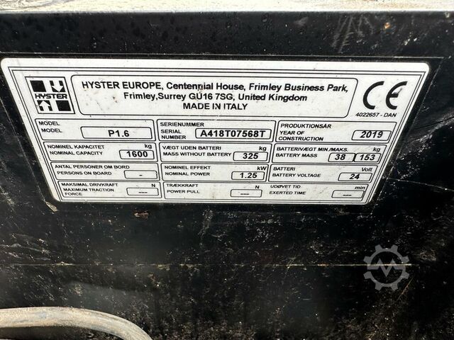 VS-22282 Electric pallet truck Hyster p1.6 year 2019 HYSTER p1.6