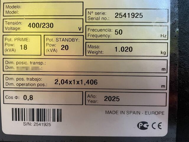 Aggregat Kubota V2203M - 20 kVA Stage V - DPX-19003