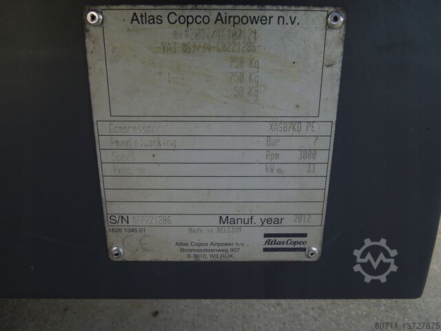 Screw compressor Atlas Copco XAS87