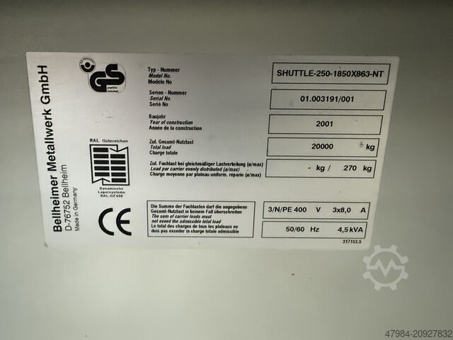Paternoster with contents SSI Schäfer SHUTTLE-250-1850 x 863-NT