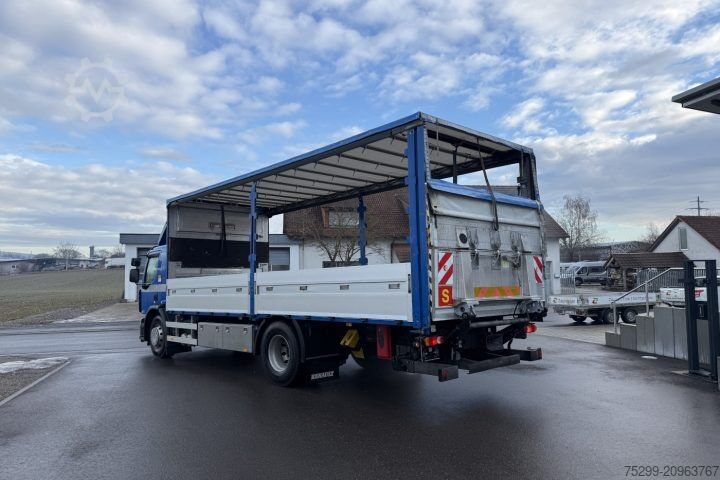 Flatbed truck with tarp Renault D Wide 18.320 4x2 Plane/HB  / Swiss-Vehicle