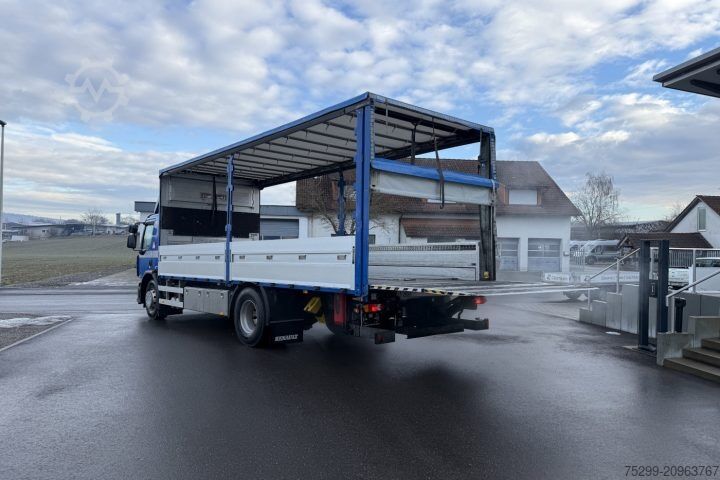 Flatbed truck with tarp Renault D Wide 18.320 4x2 Plane/HB  / Swiss-Vehicle
