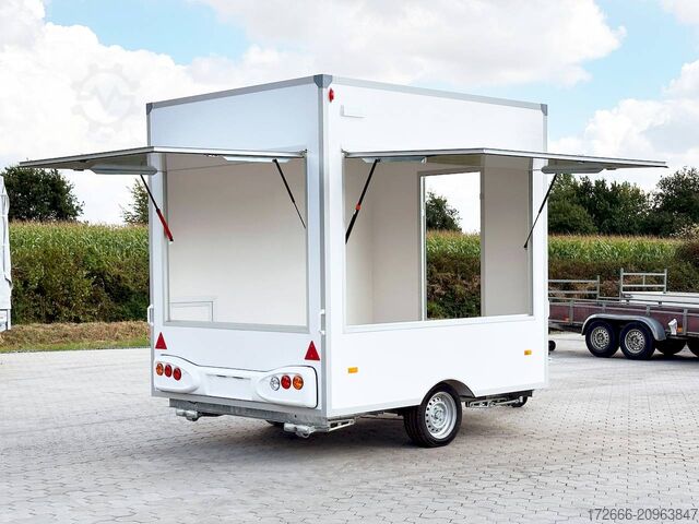 Verkaufsanhänger Blyss H15252HN | WEISS 250X203X230CM 1500KG VERKAUFSANHÄNGER | 2X VERKAUFSKLAPPE