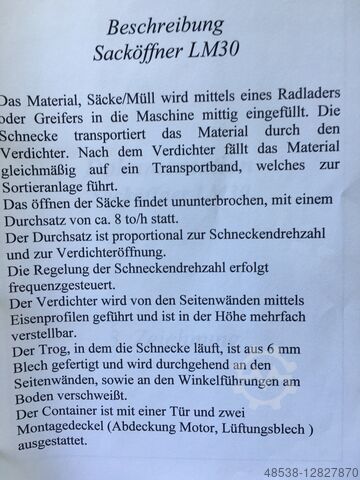 Bunker Sackaufreißer DSD ESB stutco Sacköffner LM30 Bunker