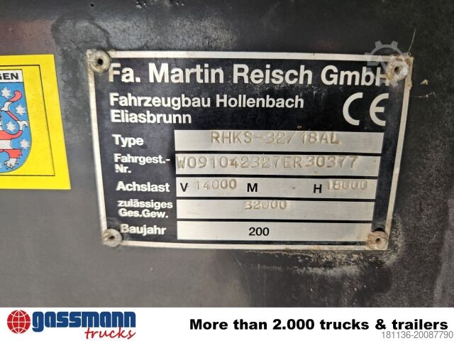 Tipper semitrailer Reisch RHKS-32/18 AL, 40 cbm Alu Kastenmulde