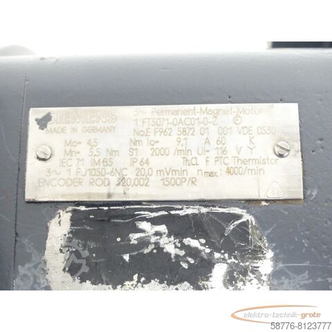 Control unit Siemens 1FT5071-0AC01-0 - Z SN:EF9625872010011 - generalüberholt! -