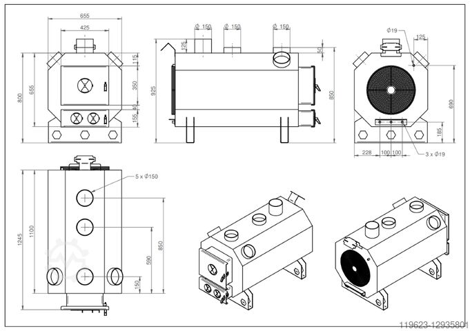 Workshop stove WLO 3 Octagon 35 KW  WLO 2 Octagon 35 KW