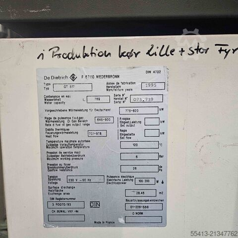 Steam boiler De Dietrich Industrial Boiler Type GT 517