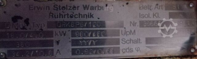 Propeller agitator 18kW Agitator Erwin Stelzer Warburg DRK8P6/12D