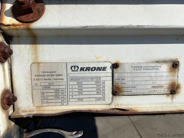 Curtain sided Krone SD 27 / Tautliner / 1x Lift Axle / Disc Brakes