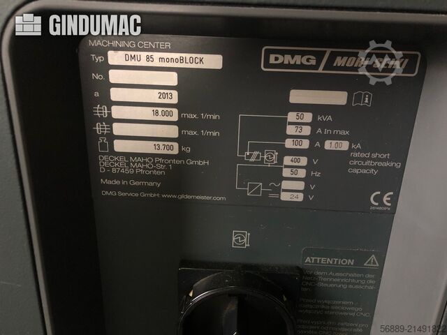 DMG MORI DMU 85 monoBLOCK DMG MORI DMU 85 monoBLOCK
