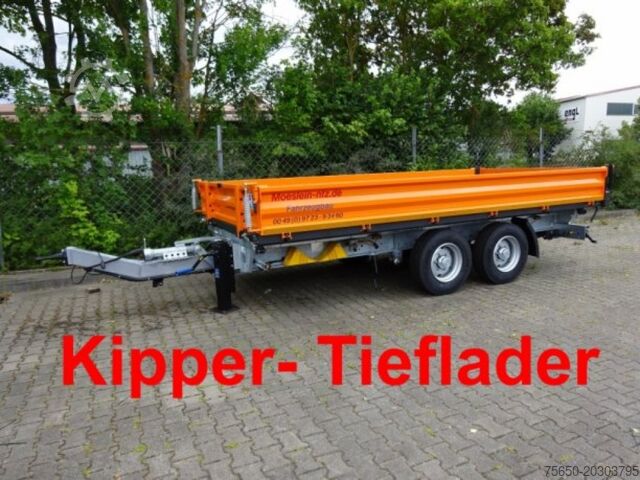 Tipper trailer Möslein TTD 13 Orange  13 t Tandem 3- Seitenkipper Tieflader-- Neufahrzeug --