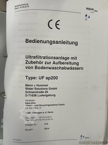 Filtrieranlage Aqua plus GmbH UF ap200