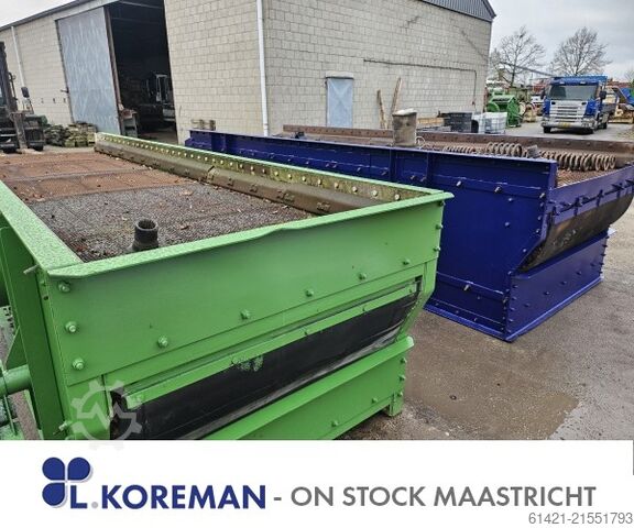 Siebmaschine Främbs & Freudenberg 14/50-2 + 16/50-2 Främbs & Freudenberg On Stock 2 pieces: *Surface: 5000 x 1400 mm - 2 decks *Surface: 5000 x 1600 mm - 2 decks Incl.: E-motor and springs Screening machine Främbs & Freudenberg 14/50-2 + 16/50-2