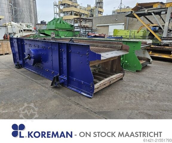 Siebmaschine Främbs & Freudenberg 14/50-2 + 16/50-2 Främbs & Freudenberg On Stock 2 pieces: *Surface: 5000 x 1400 mm - 2 decks *Surface: 5000 x 1600 mm - 2 decks Incl.: E-motor and springs Screening machine Främbs & Freudenberg 14/50-2 + 16/50-2
