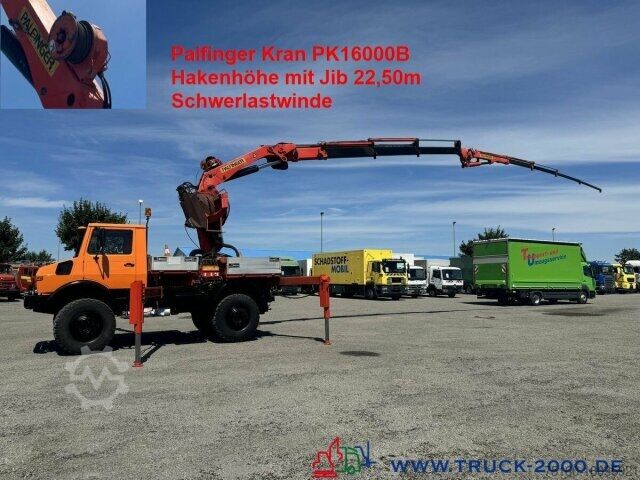 Autokran Unimog U1700 Kran PK16000 + Jib Höhe 22,50m + Winde