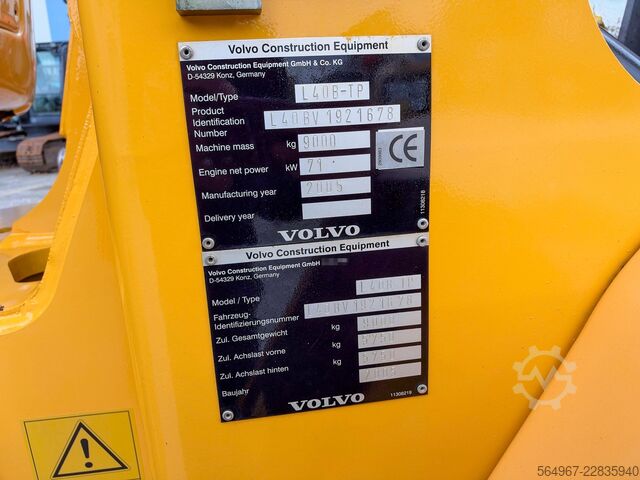Radlader Volvo L40 B TP 71 kW Gabel + Schaufel SW