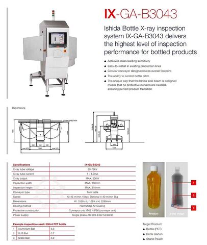 X-ray machine for plastic bottles Ishida IX GA B3043 Xray