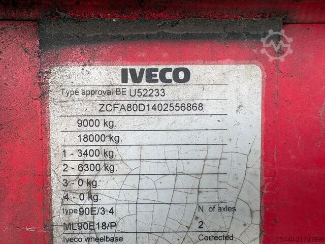 Curtain sided Iveco EUROCARGO 90E18 + EURO 5 + LOW KM + 3 STOELEN