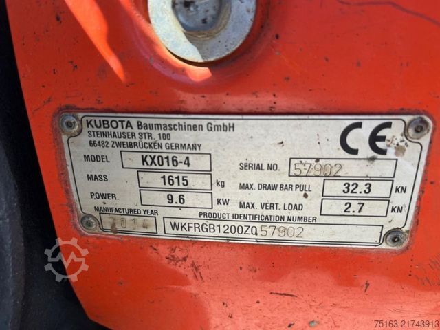 Mini excavator KUBOTA Minibagger KX 016-4 Minibagger nur 1.833 h