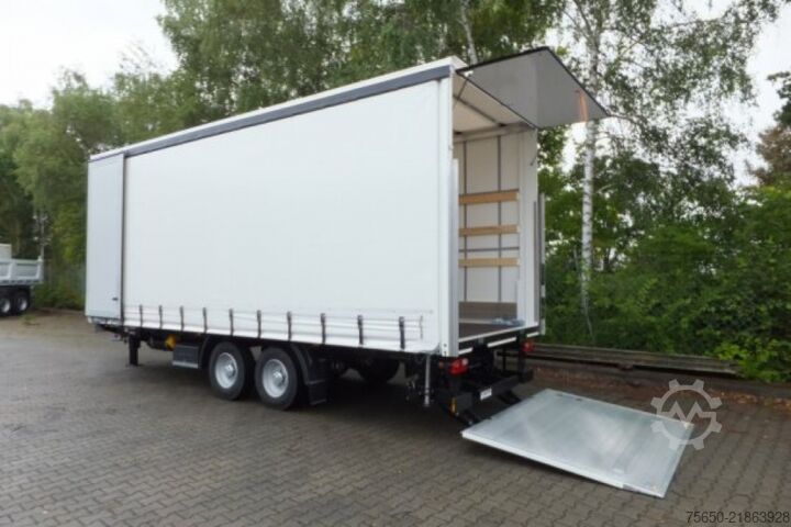 Open trailer with tarp Möslein TPS 11 DL 7,30 neuer Planenanhänger, Ladebordwand + Durchladbar
