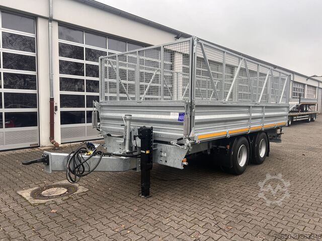 Tipper trailer Möslein TTD 19 AB 19 t Tandemkipper Tieflader, BreitbereifungGitteraufsatz