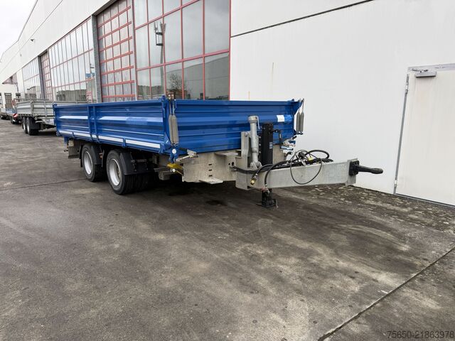 Three-way tipper trailer  18 k  18 t Tandemkipper- Tieflader, BreitbereiftWenig Benutzt