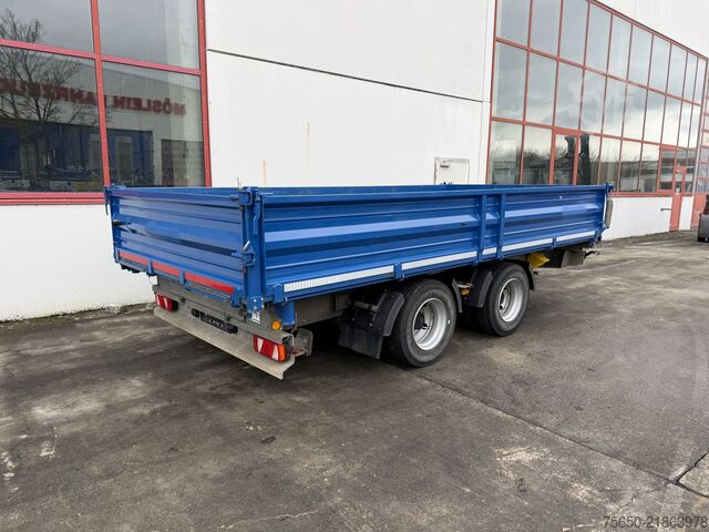 Three-way tipper trailer 18 k 18 t Tandemkipper- Tieflader, BreitbereiftWenig Benutzt