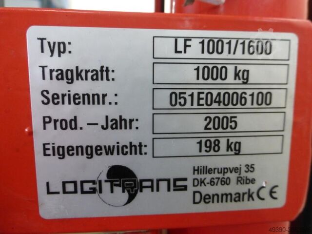 Hochhubwagen, Gehstapler, Hand ; Werkzeugheber, Deichselstapler, Werkzeugwagen, Werkzeugwechselwagen LOGITRANS LF 1001 / 1600