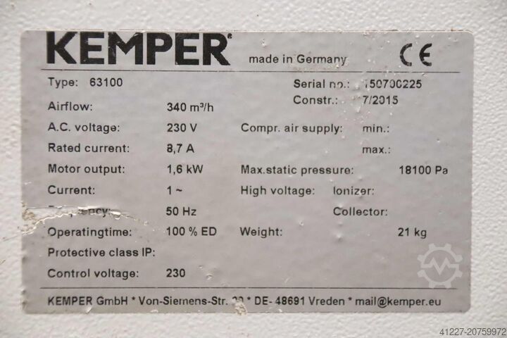 Mobile Schweißrauchfilter Kemper 63100 1,6 kW