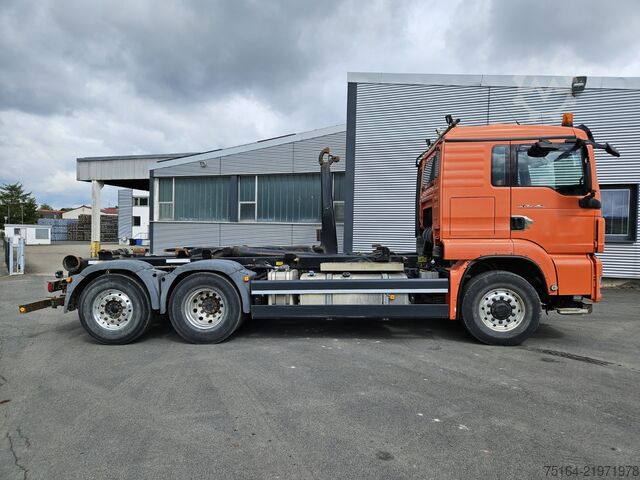 Roll-off tipper truck MAN TGS 26.480 6x4 H-2 BL Nachlauflenkachse