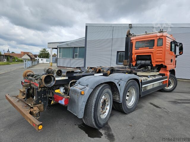 Roll-off tipper truck MAN TGS 26.480 6x4 H-2 BL Nachlauflenkachse