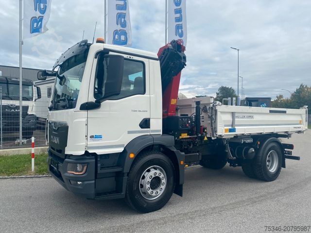 Dreiseitenkipper LKW MAN TGM 18.320 /4x2/BL/Meiller/Kipper/Kran/15 m/ Neu