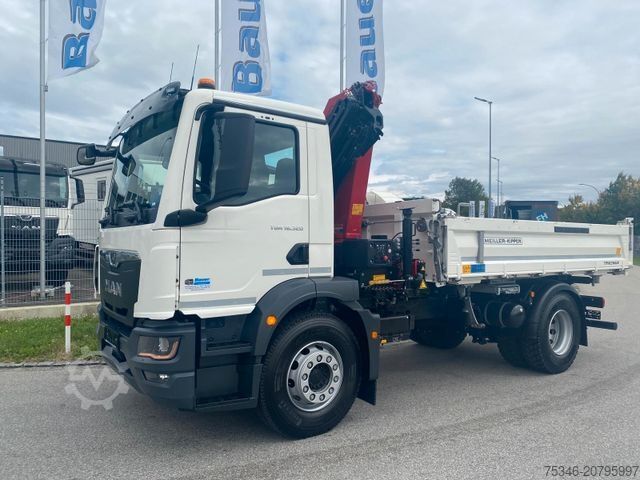 Dreiseitenkipper LKW MAN TGM 18.320 /4x2/BL/Meiller/Kipper/Kran/15 m/ Neu