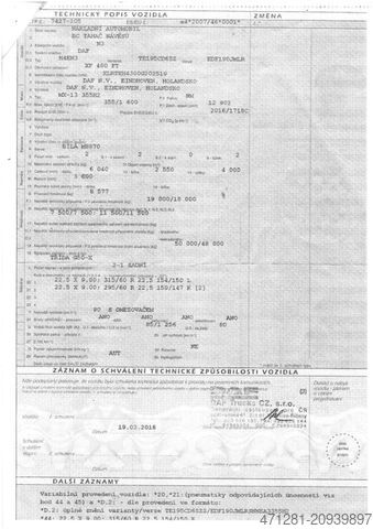 Volume tractor unit DAF XF 480 FT MEGA SSC EURO 6 + PARKCLIMA