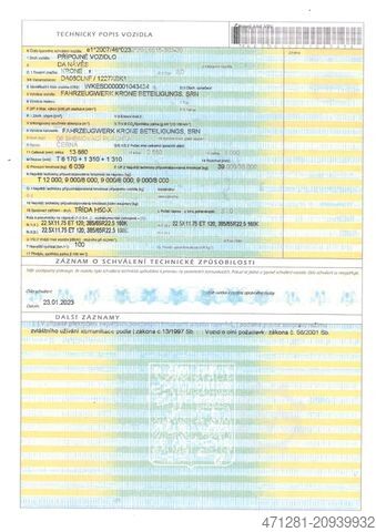 Open semitrailer with tarp KRONE SD PROFI LINER + LIFTACHSE