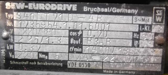 Getriebemotor 0,37 kW 136 U/min SEW-EURODRIVE S40DT71D-4B