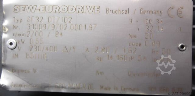 Gear motor 0.55 kW 84 rpm SEW-EURODRIVE SF32 DT71D2