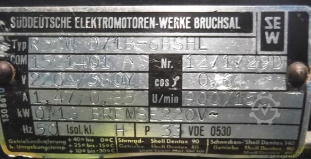 Gear motor 0.18 kW 150 rpm SEW-EURODRIVE R52WD/1B-6BSHL